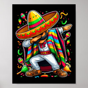 Poster Dabbing Mexican Poncho Cinco De Mayo
