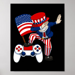 Poster Dabbing Patriotic Gamer 4 juillet jeu vidéo Con