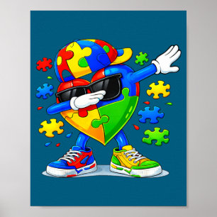 Poster Dabbing puzzle sensibilisation à l'autisme drôle 