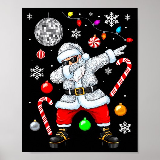 Poster Dabbing Santa Christmas Disco Retro 70s 80s Vibes  (Devant)
