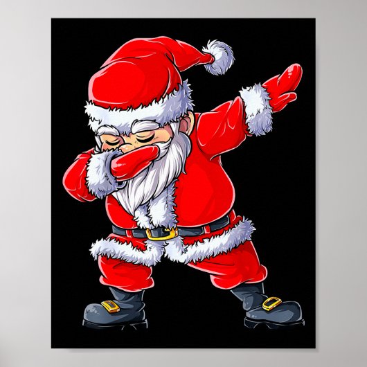 Poster Dabbing Santa Claus Christmas Boys Men Funny Xmas (Devant)