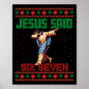 Poster Dabbing Santa dit Six Seven 67 Meme Ugly Christma
