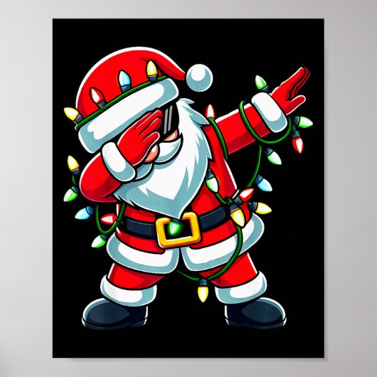 Poster Dabbing Santa Xmas Lights Funny Christmas Men Wome (Devant)