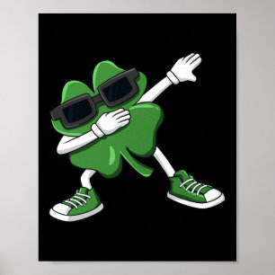 Poster Dabbing Shamrock St Patrick's Day Fun Boys Girls K