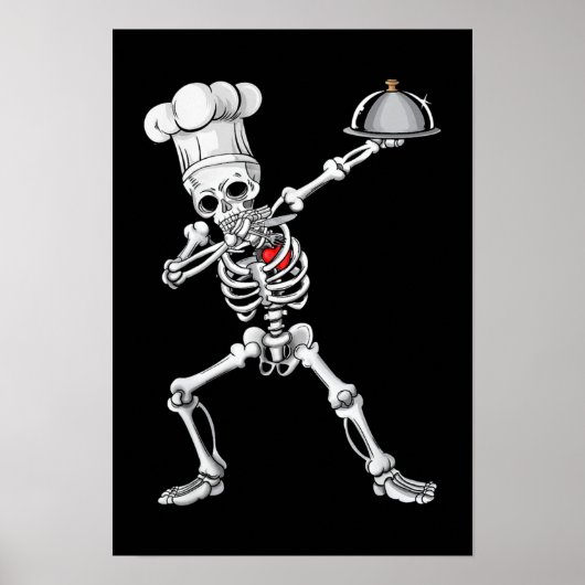 Poster Dabbing Skeleton Chef Déjeuner Lady Halloween (Devant)
