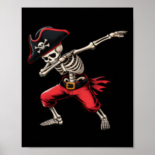 Poster Dabbing Skeleton Pirate Boys Enfants Drôle Hallowe
