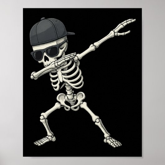Poster Dabbing Skeleton Pirate Halloween Jolly roger pour (Devant)