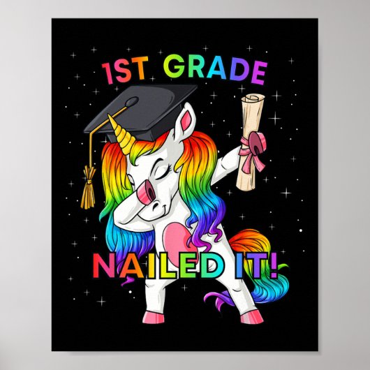 Poster Dabbing Unicorn 1ère Grade Nail It Graduation Gir (Devant)