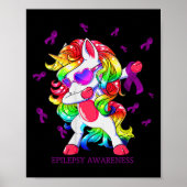 Poster Dabbing Unicorn Epilepsie Sensibilisation Ribbon C (Devant)