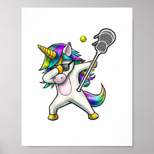 Poster Dabbing Unicorn Lacrosse Chemise Enfants Unicorne