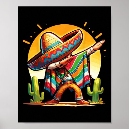 Poster Dabing mexicain Poncho Sombrero Dab Dance Cinco De (Devant)