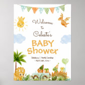 Poster d'accueil Baby shower blanc Dinosaur modern (Devant)