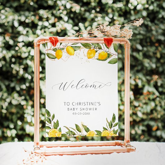 Poster d'accueil du Baby shower de citron d'été br