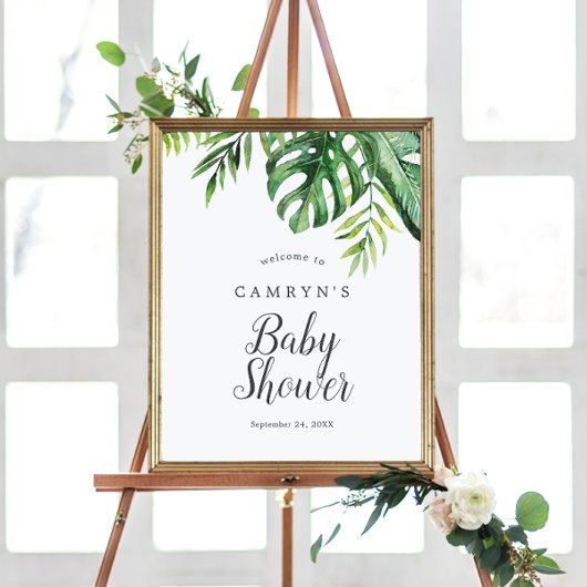 Poster d'accueil du Baby shower de palme sauvage