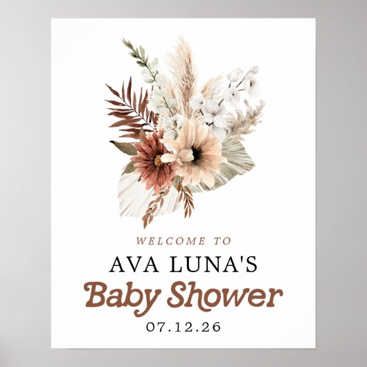 Poster d'accueil du Baby shower Neutre Genre Boho (Devant)