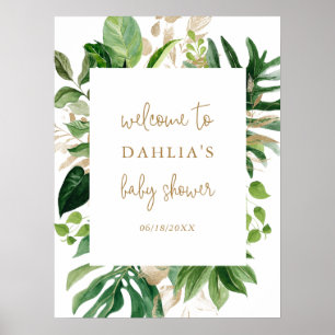 Poster d'accueil du Baby shower Tropical Géométriq
