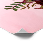 Poster d'accueil du Mariage Floral rose-Bourgogne (Coin)