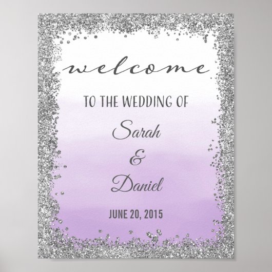 Poster d'accueil du Mariage Ombre Purple et Silver (Devant)