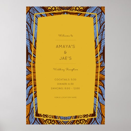 Poster d'accueil Floral bleu Ankara (Devant)