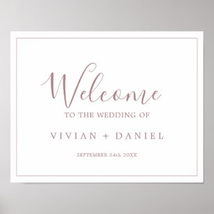 Poster d'accueil minimaliste du Mariage d'or Rose