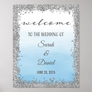 Poster d'accueil Ombre Blue et Silver Mariage Impr