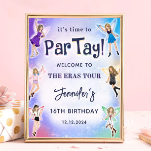 Poster d'accueil pour la fête d'anniversaire Eras