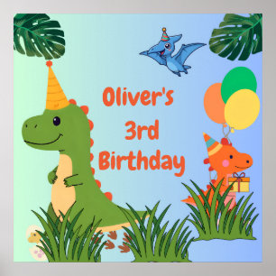 Poster d'accueil pour l'anniversaire de Dinosaur -