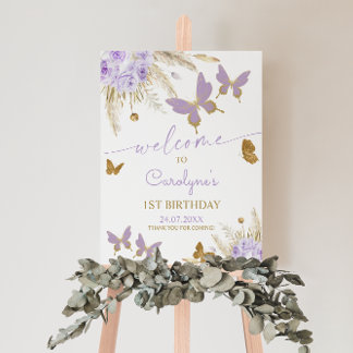 Poster d'accueil pour l'anniversaire du papillon v