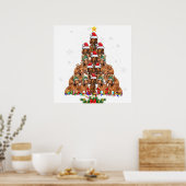 Poster Dachshund Arbre de Noël Chien Xmas feux Pyjamas F (Cuisine)