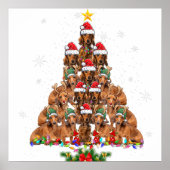 Poster Dachshund Arbre de Noël Chien Xmas feux Pyjamas F (Devant)