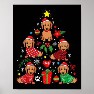 Poster Dachshund Arbre de Noël Ornement Drôle Weenie Chie