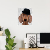 Poster Dachshund avec Casquette Black Bowler (Bureau à domicile)