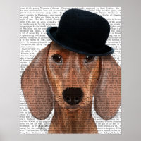 Dachshund avec Casquette Bowler Steampunk