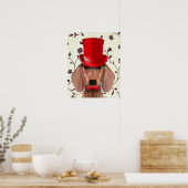 Poster Dachshund Avec Chapeau Rouge Haut (Cuisine)