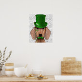 Poster Dachshund avec chapeau vert et moustache (Cuisine)