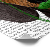 Poster Dachshund avec Chapeau Vert Haut Chapeau Noir Tan (Coin)