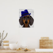 Poster Dachshund Avec Trilby Bleu (Cuisine)