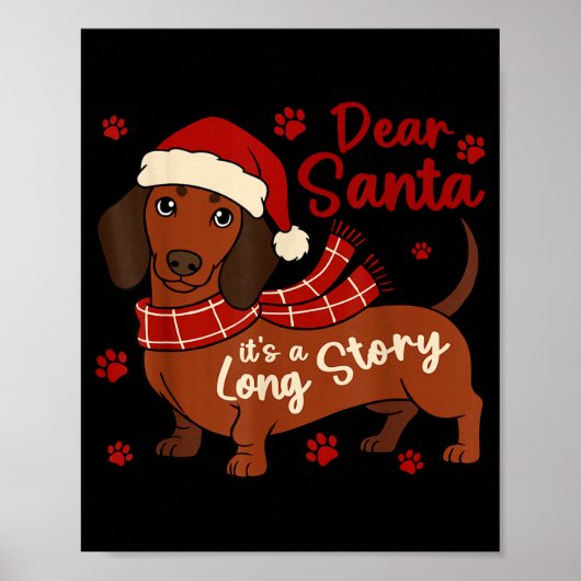 Poster Dachshund Chien Cher Père Noël C'est Une Longue Hi (Devant)