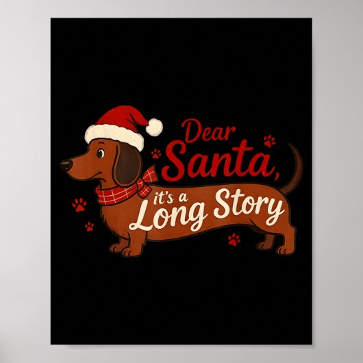 Poster Dachshund Chien Cher Santa C'est Une Longue Histoi (Devant)