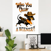 Poster Dachshund Chien Cowboy Wiener Funny (Bureau à domicile)