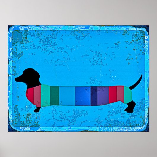 Poster Dachshund, chien de saucisse d'art Abstrait (Devant)