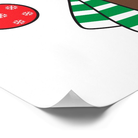 Poster Dachshund Chien mignonne Joyeux Noël (Coin)