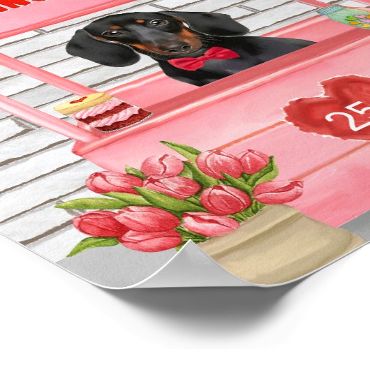 Poster Dachshund Chien Valentine's Day Kissing Booth (Coin)