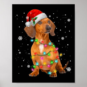 Poster Dachshund Chiens Arbre Noël Noël Noël Cadeaux Pour