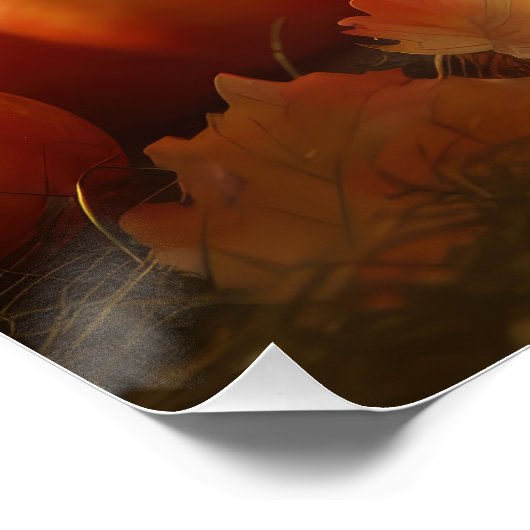 Poster Dachshund Chiot Automne Citrouille de plaisir (Coin)