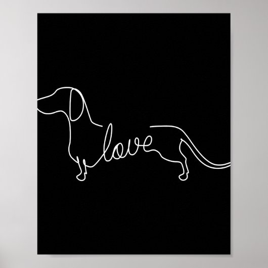 Poster Dachshund Chiweenie Wiener Chien Log Sketch (Devant)