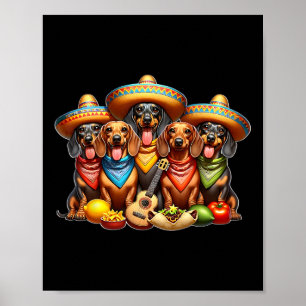 Poster Dachshund Cinco De Mayo chien saucisse