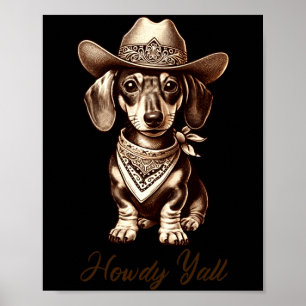 Poster Dachshund Cow-boy Chien Saucisse Mignon Cow-boy We