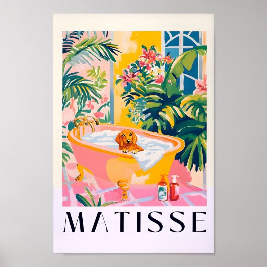 Poster Dachshund Dans La Baignoire Drôle Décor, Matisse P (Devant)
