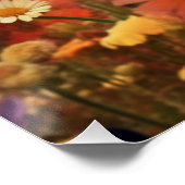 Poster Dachshund D'Art Abstrait Avec Fleurs (Coin)